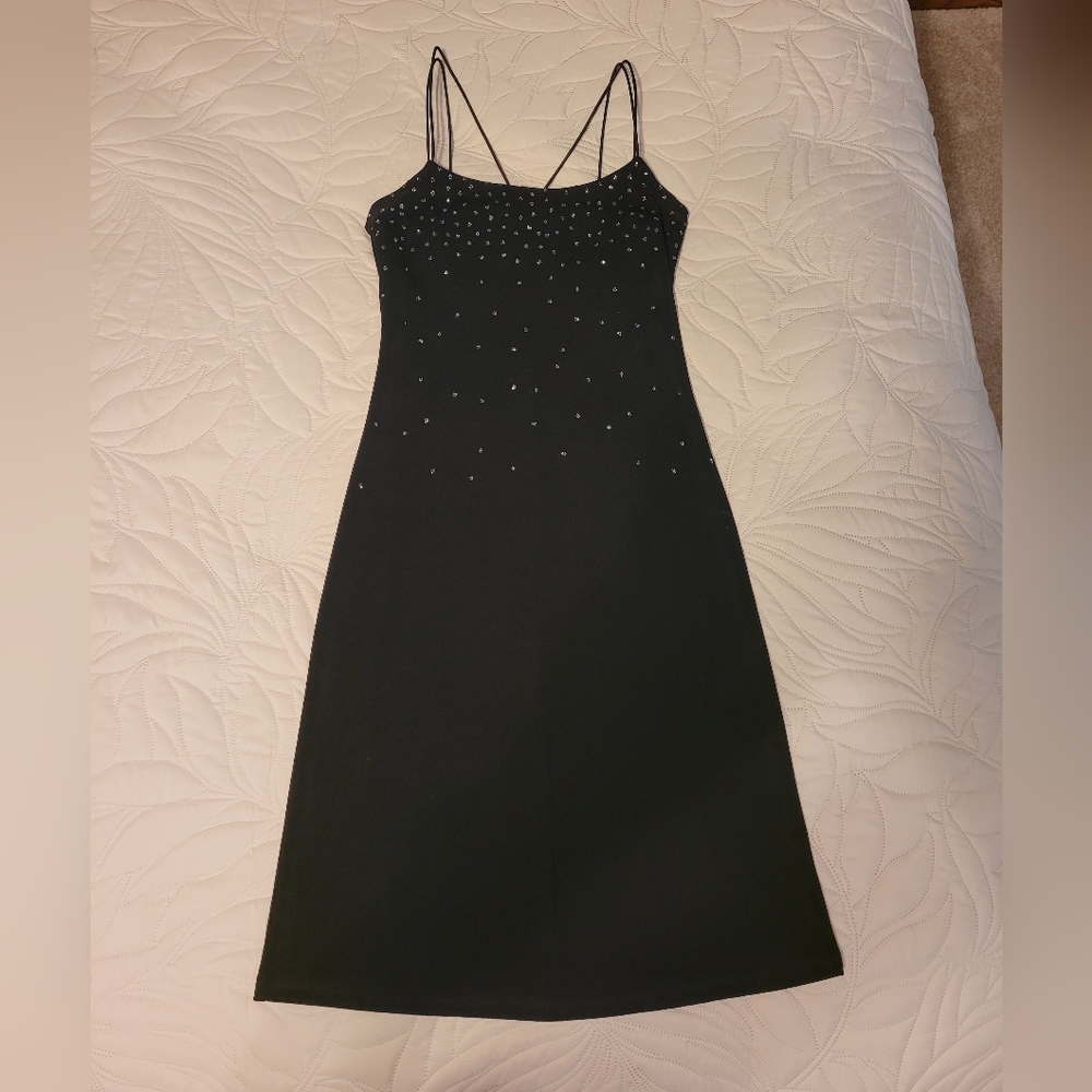 Black Mini Dress Size Small. I.N. San Francisco. Beading detail on front.